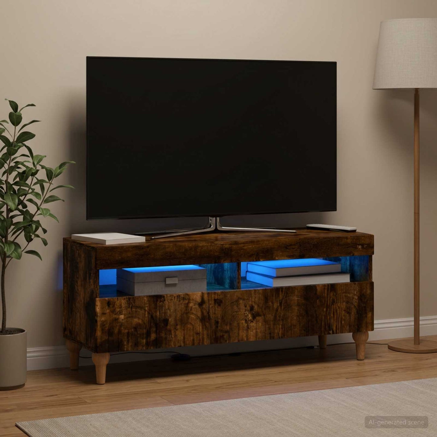 LED TV Cabinet Smoked Oak Engineered Wood