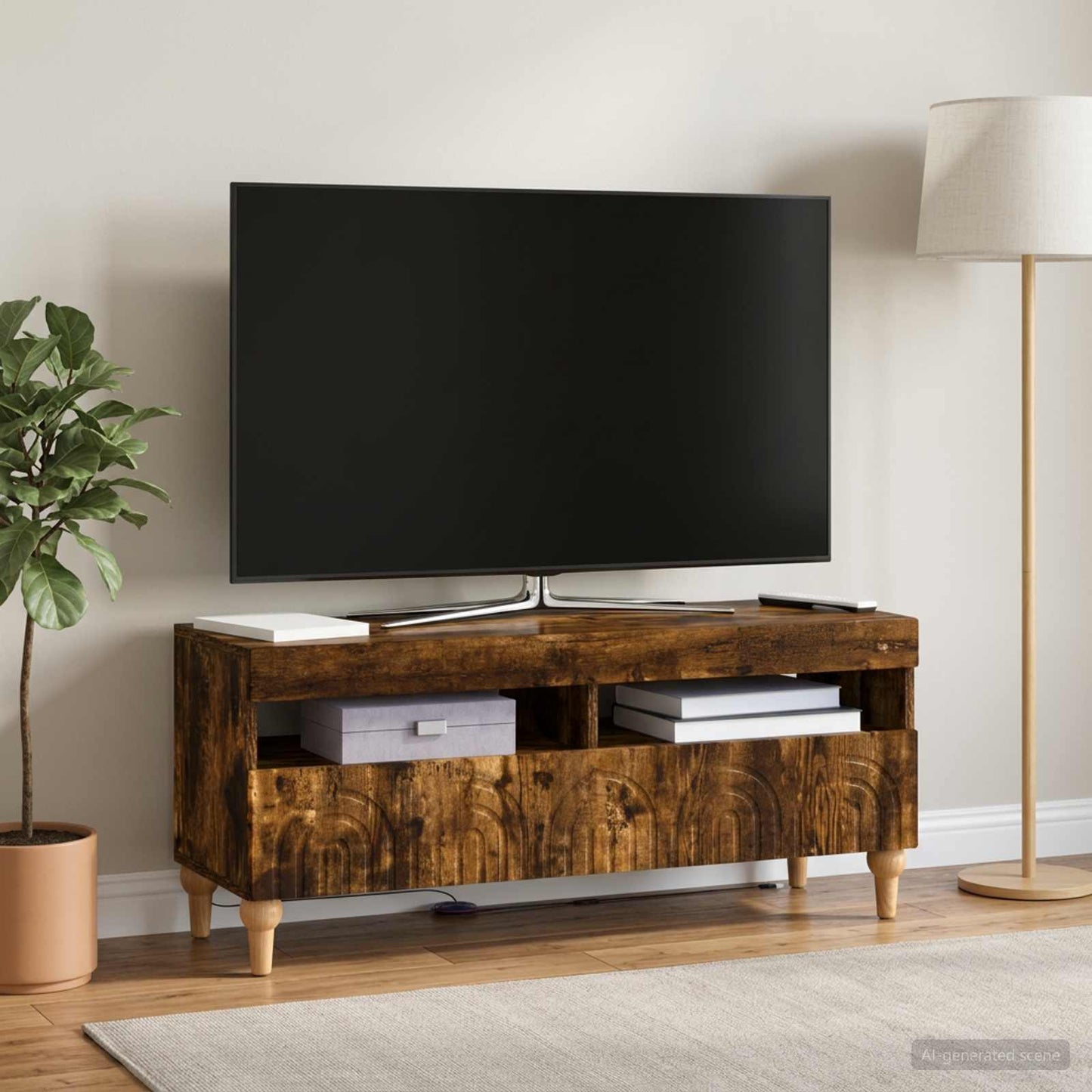 LED TV Cabinet Smoked Oak Engineered Wood