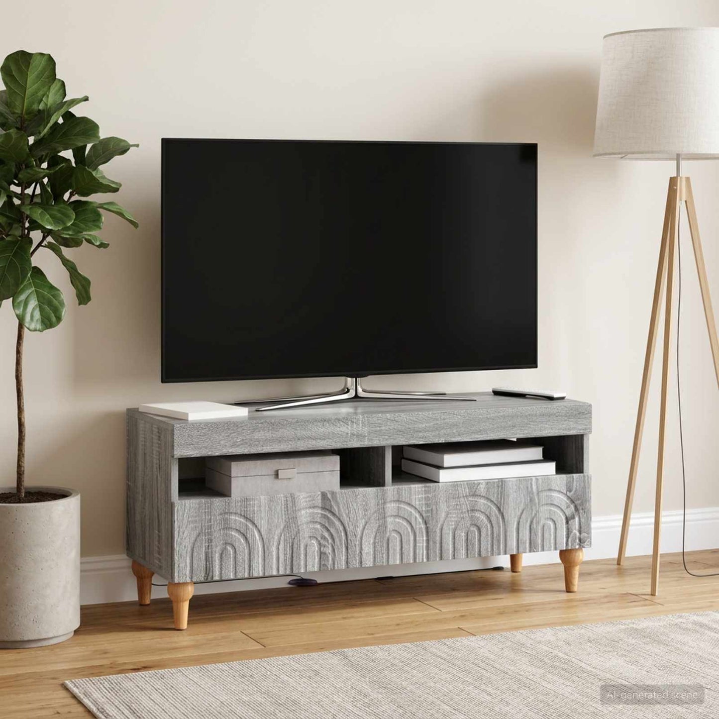 LED TV Cabinet Grey Sonoma Engineered Wood