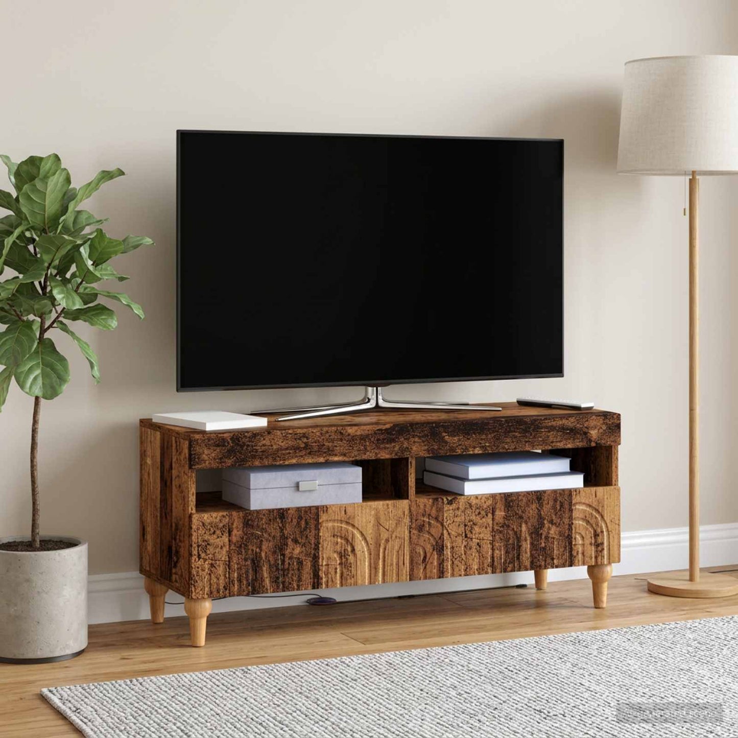 LED TV Cabinet Old Wood Engineered Wood