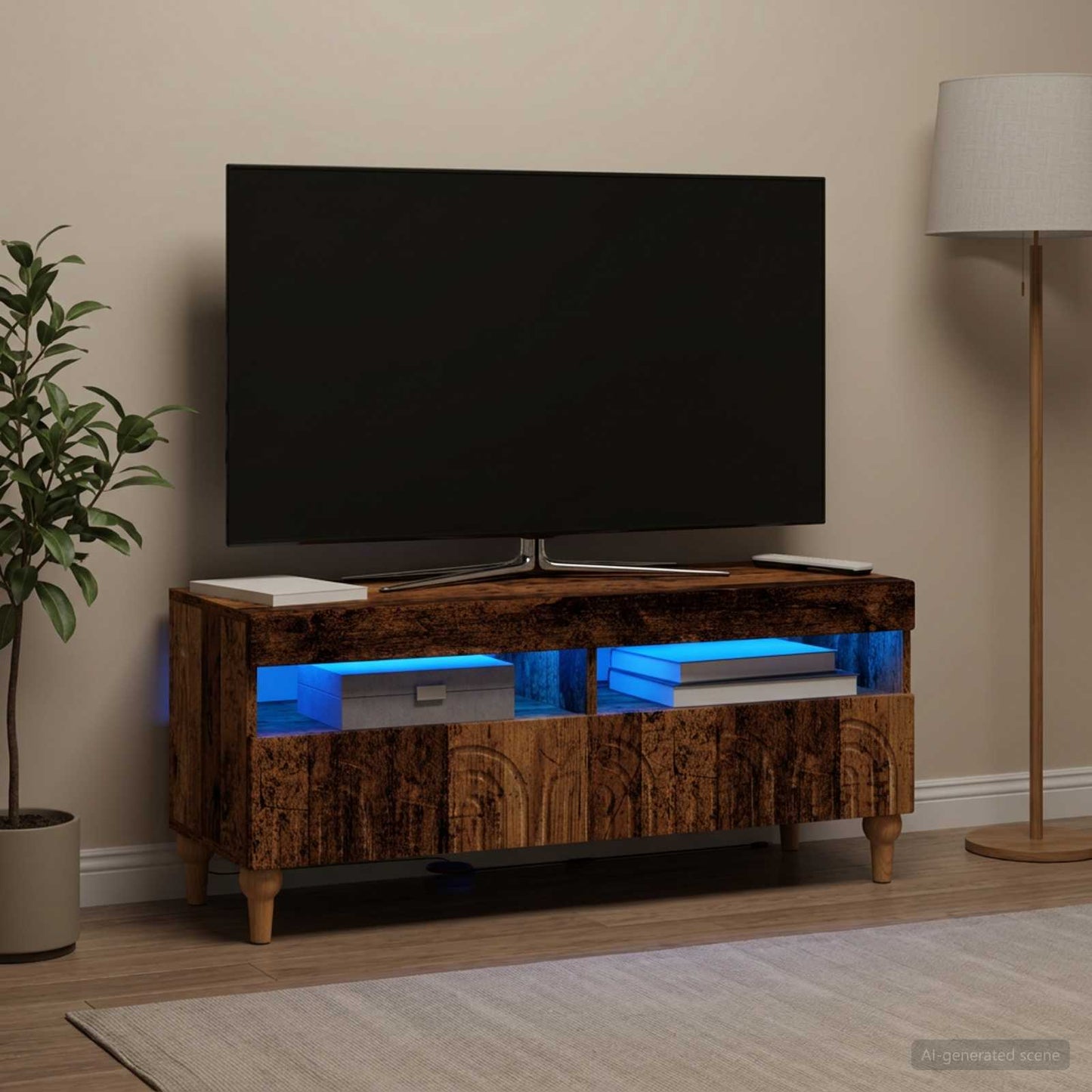 LED TV Cabinet Old Wood Engineered Wood
