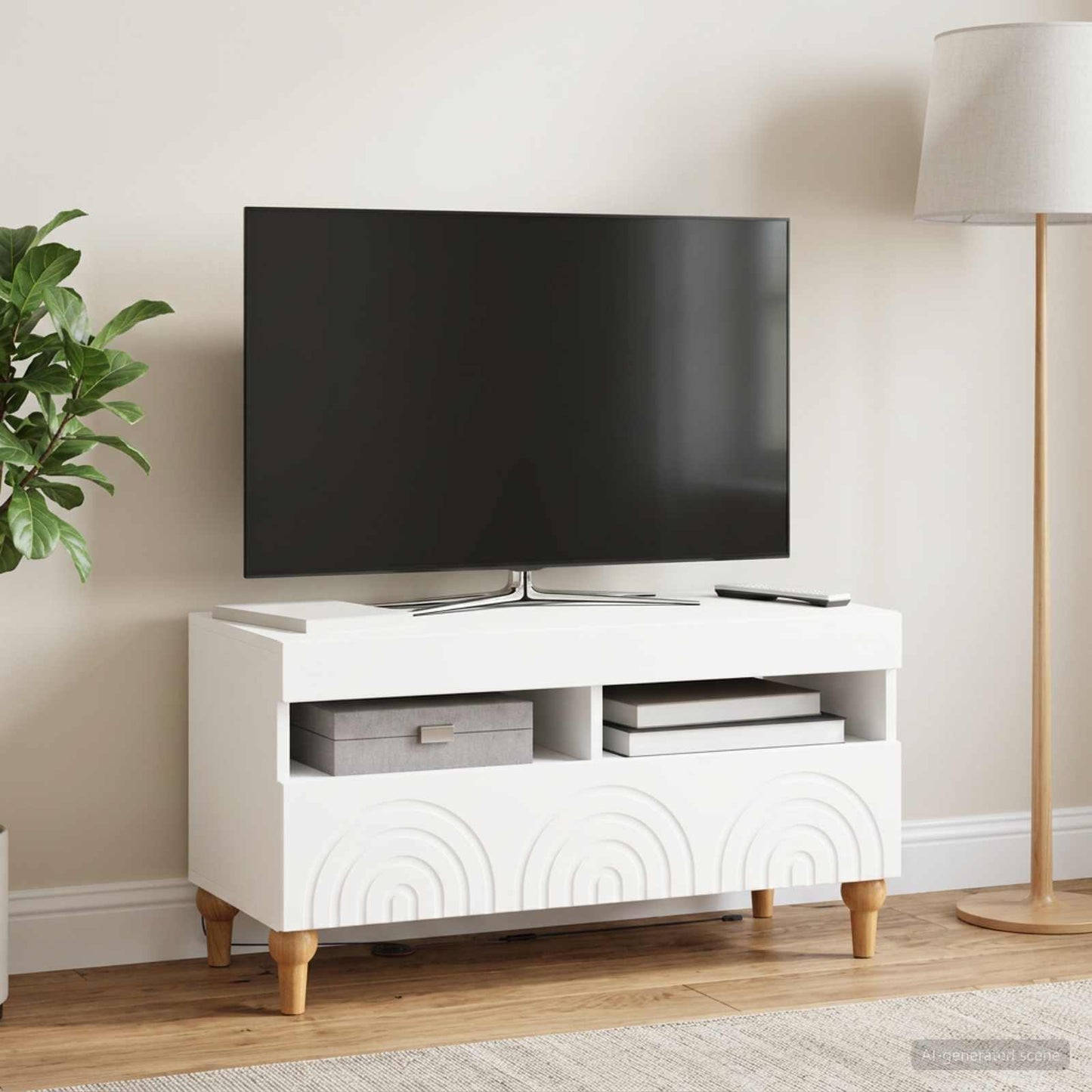 LED TV Cabinet White Engineered Wood