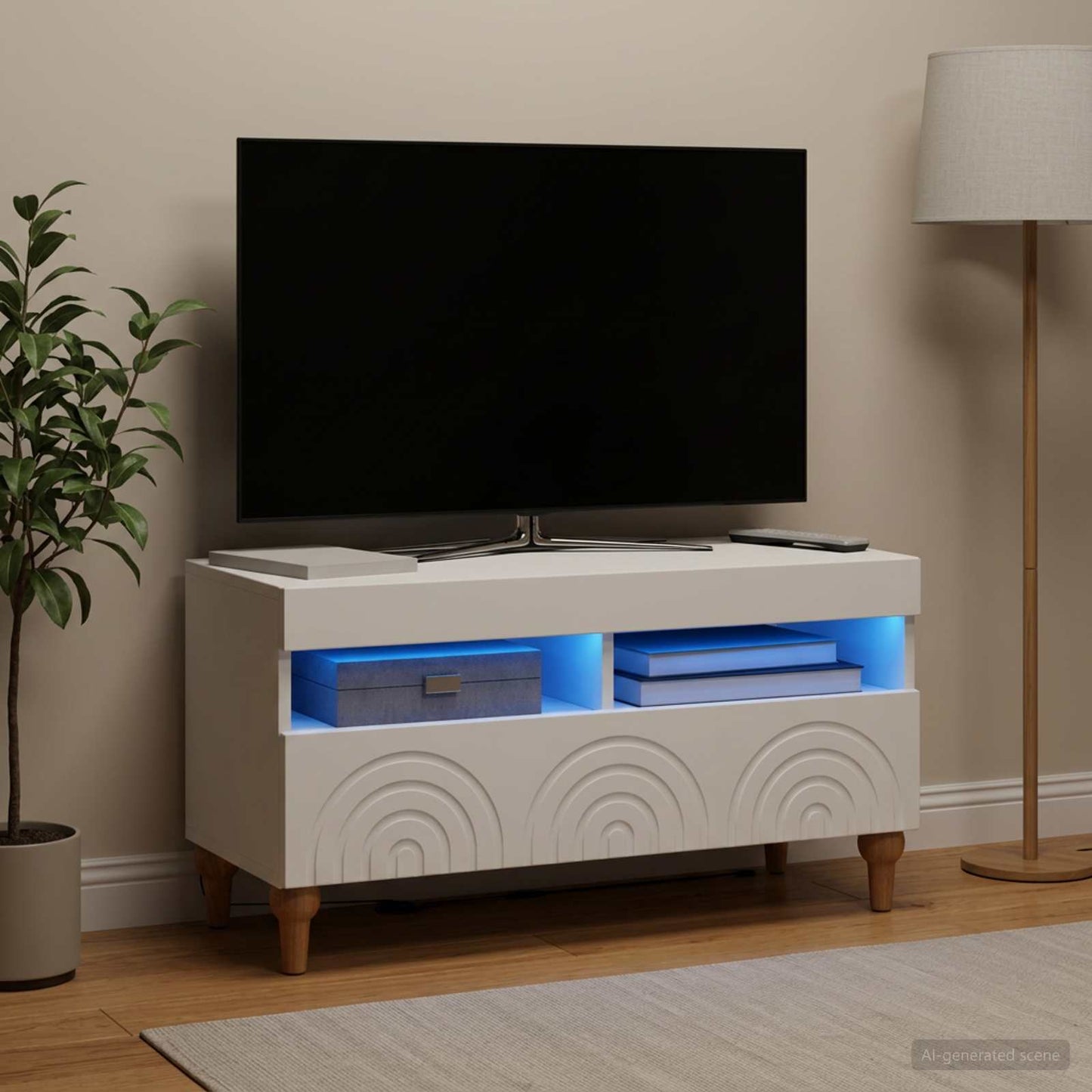 LED TV Cabinet White Engineered Wood