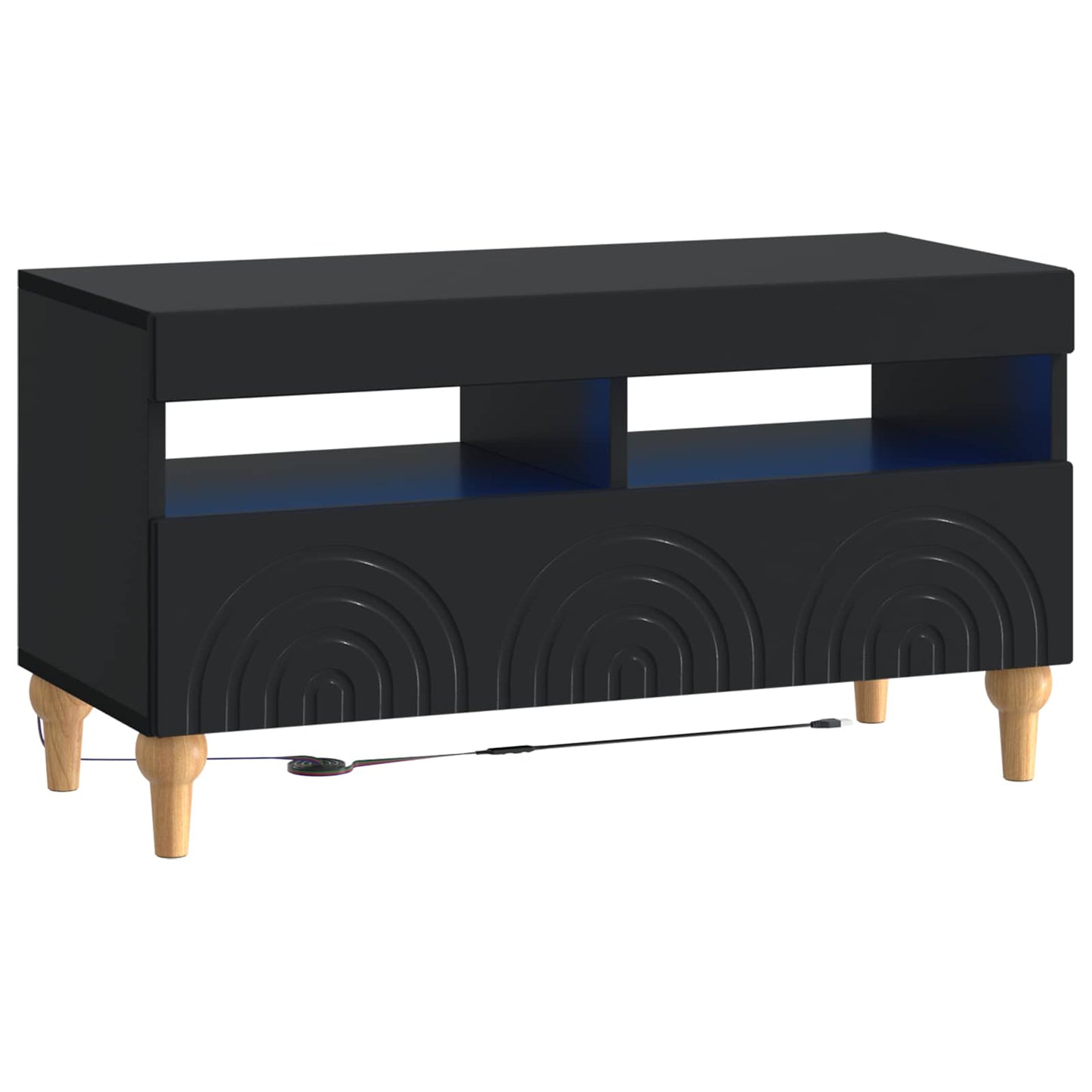 LED TV Cabinet Black Engineered Wood