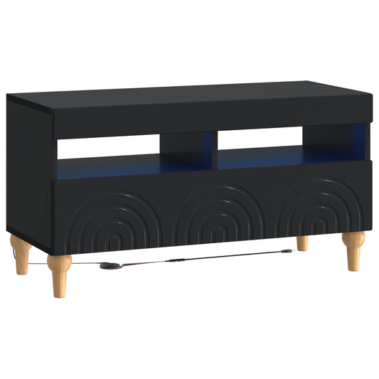 LED TV Cabinet Black Engineered Wood