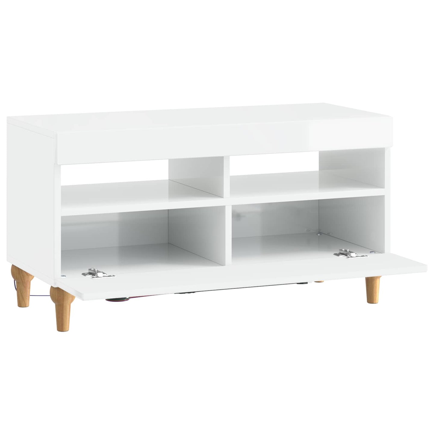LED TV Cabinet High Gloss White Engineered Wood