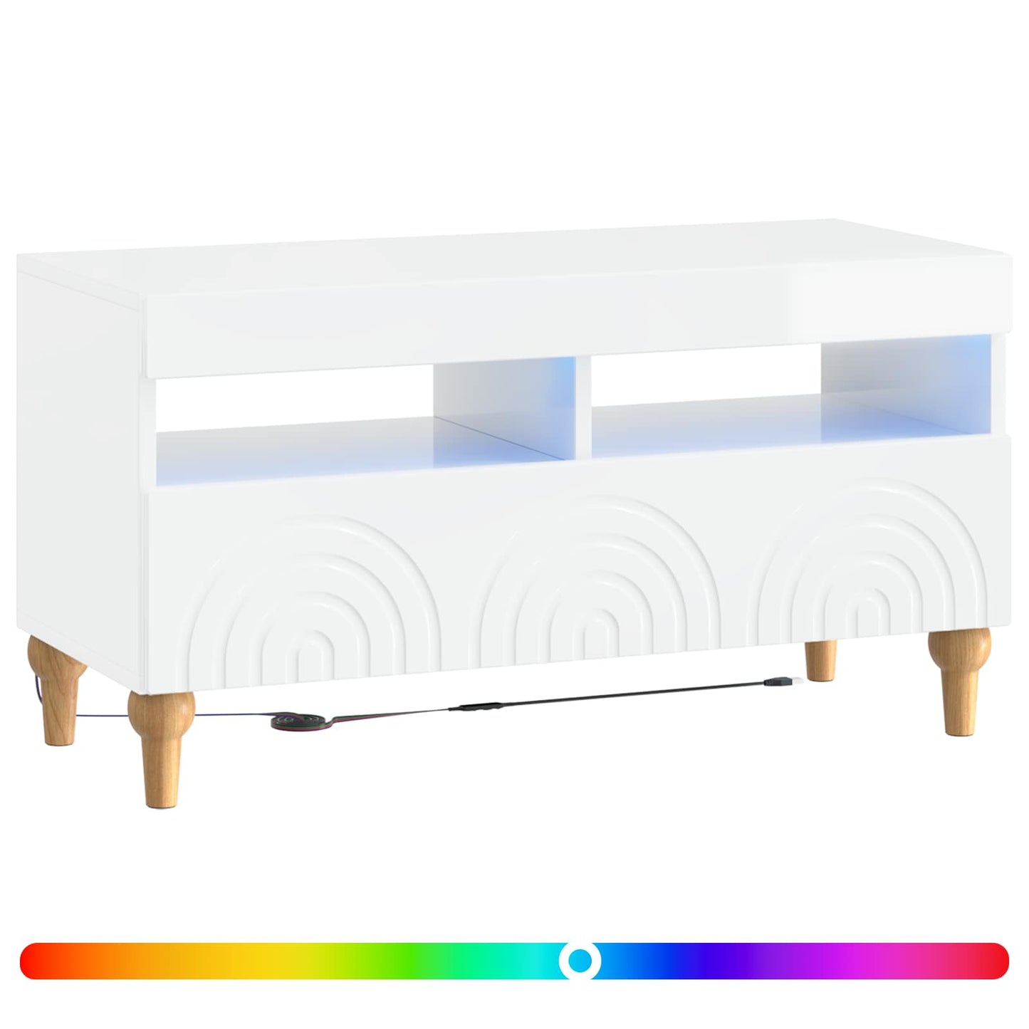 LED TV Cabinet High Gloss White Engineered Wood