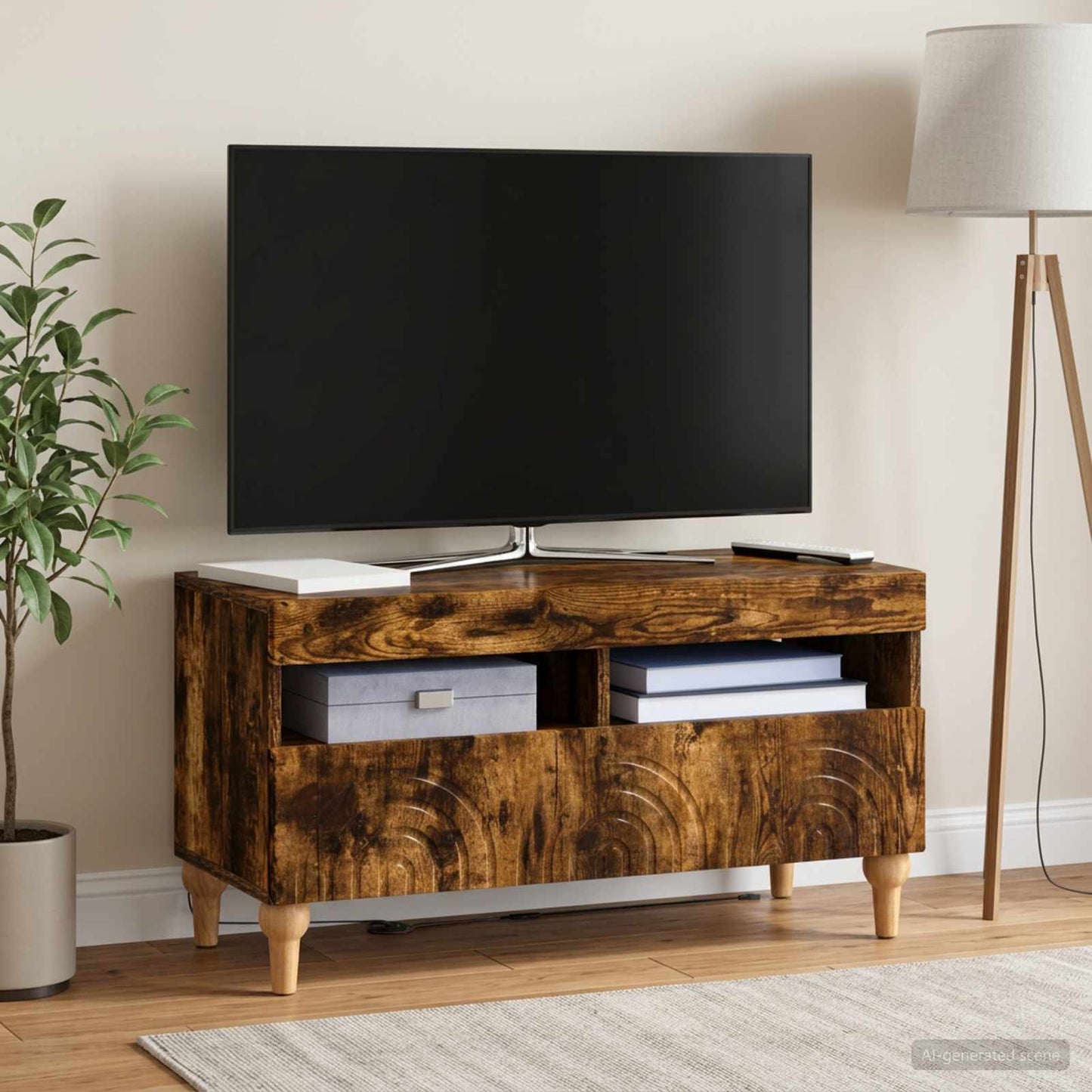 LED TV Cabinet Smoked Oak Engineered Wood