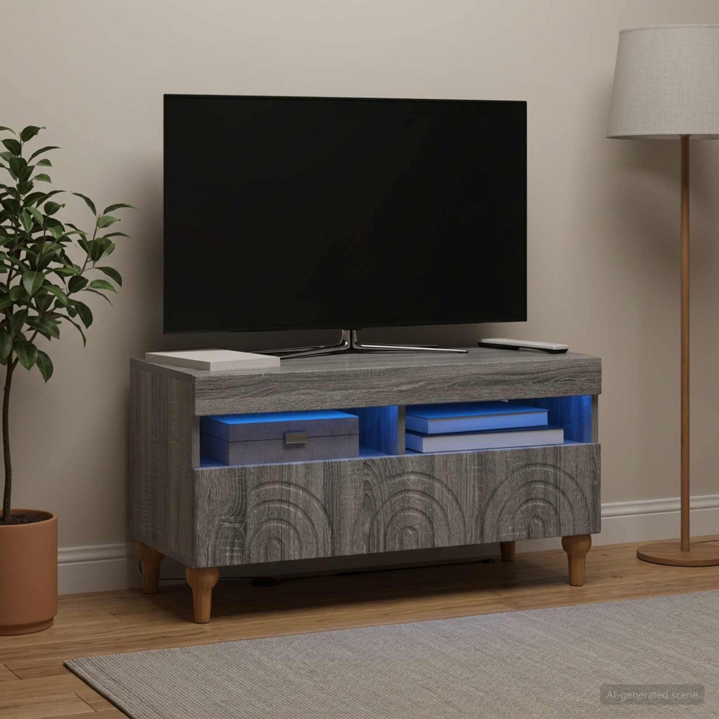 LED TV Cabinet Grey Sonoma Engineered Wood