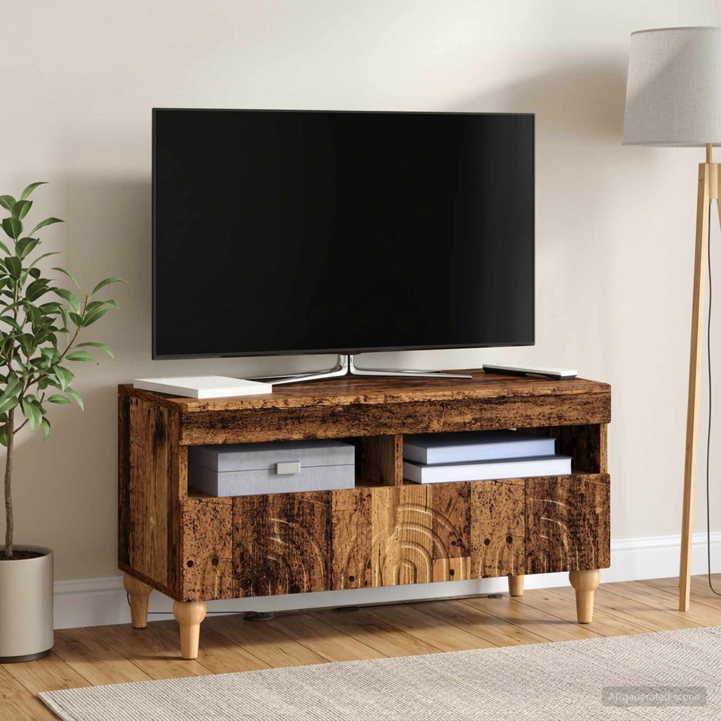 LED TV Cabinet Old Wood Engineered Wood