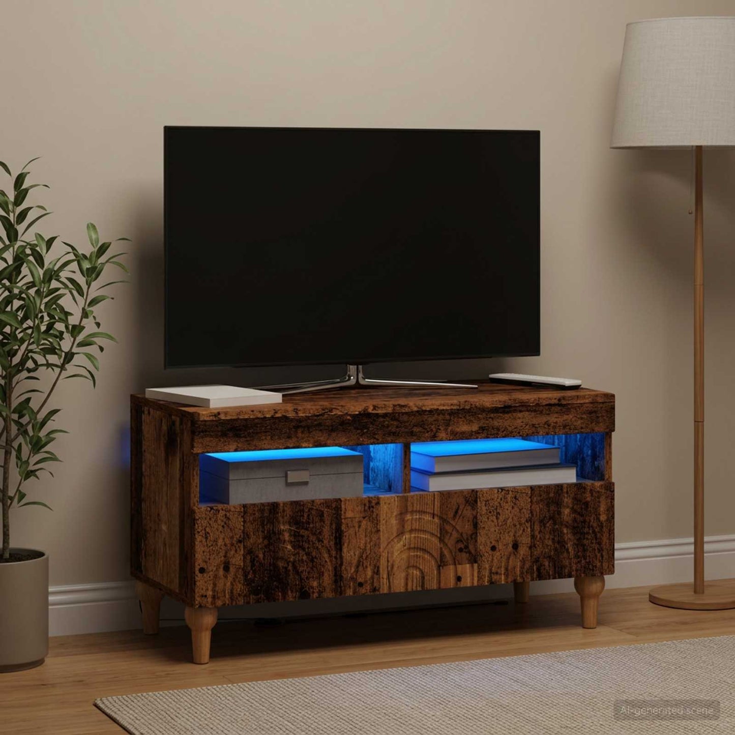 LED TV Cabinet Old Wood Engineered Wood