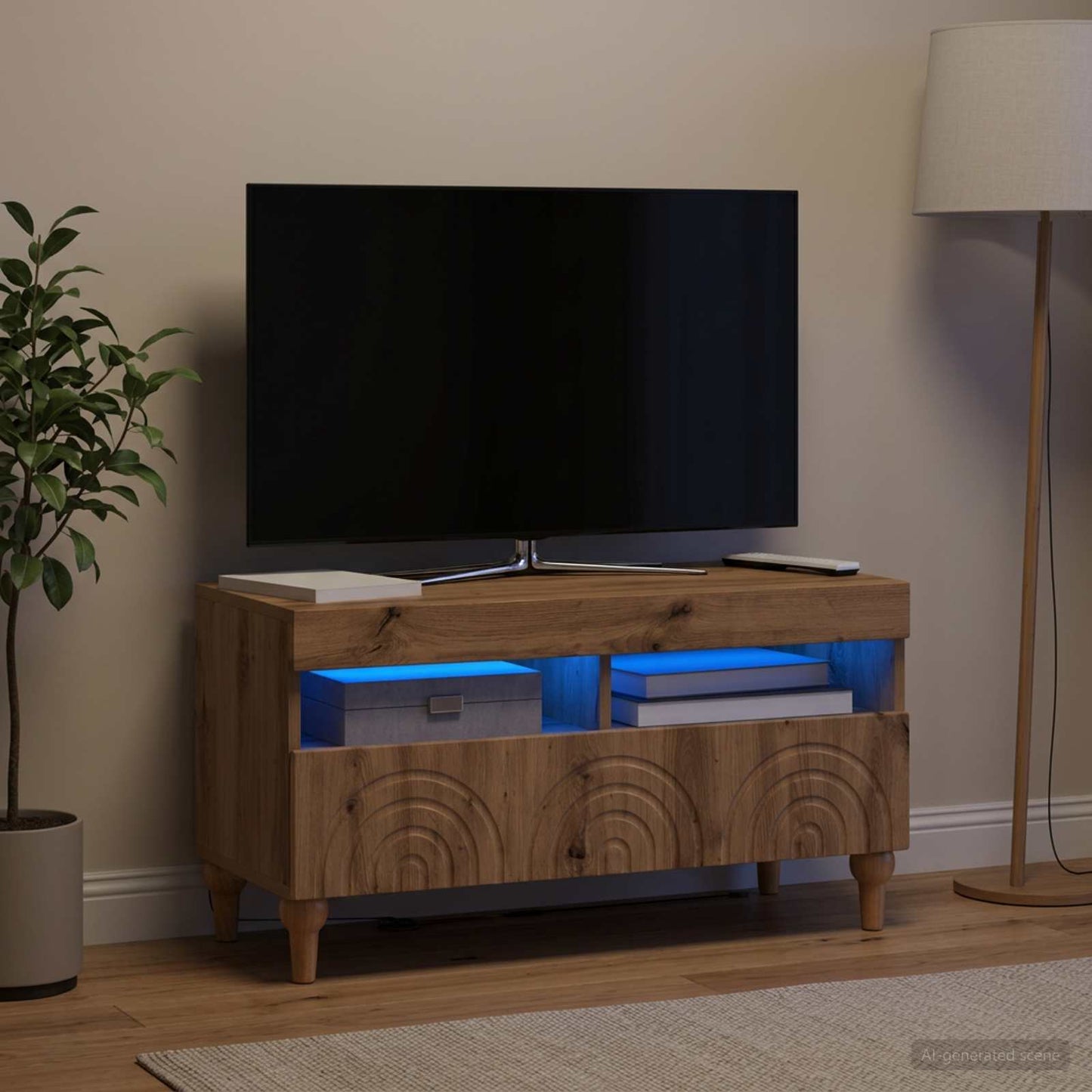 LED TV Cabinet Artisan Oak Engineered Wood