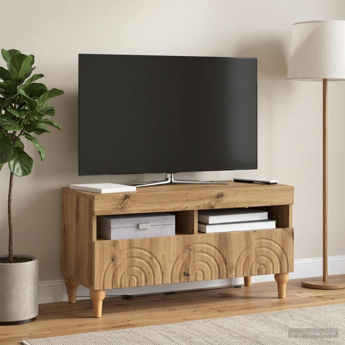 LED TV Cabinet Artisan Oak Engineered Wood