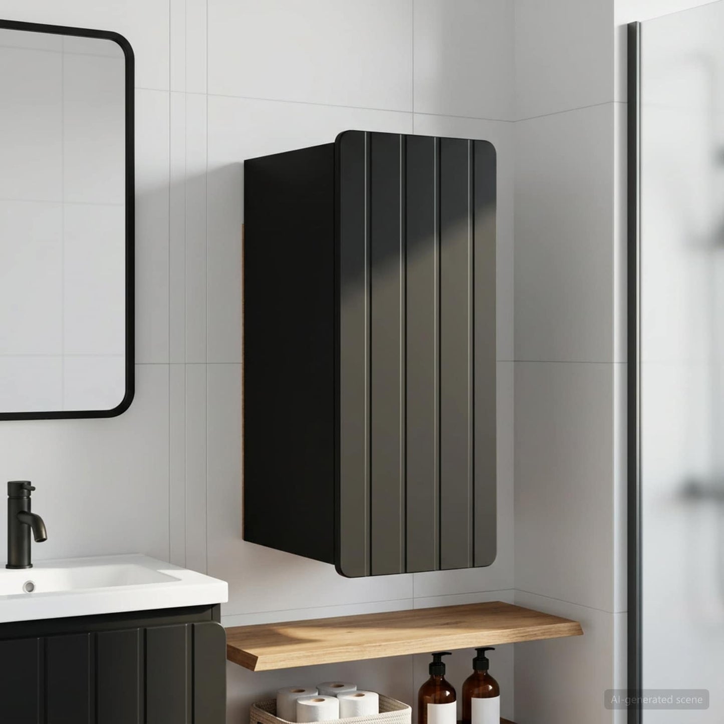 Bathroom Wall Cabinet ZWOLLE Black 30 x 31 x 63 cm