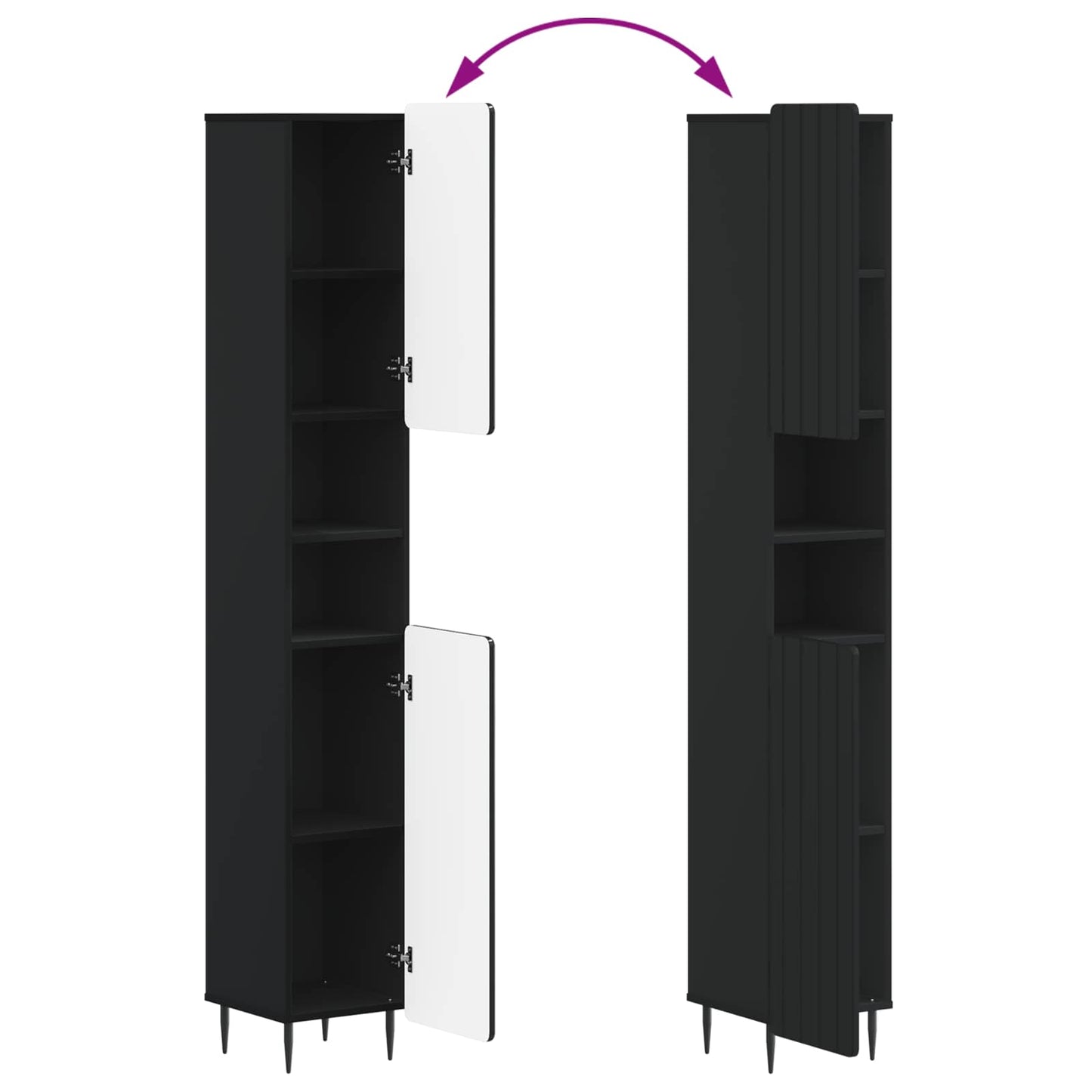 Bathroom Cabinet with Open Shelf ZWOLLE Black