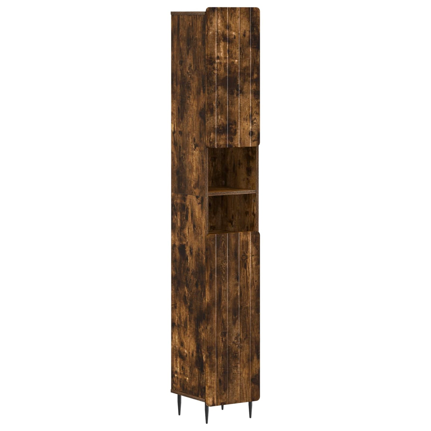 Bathroom Cabinet with Open Shelf ZWOLLE Smoked Oak