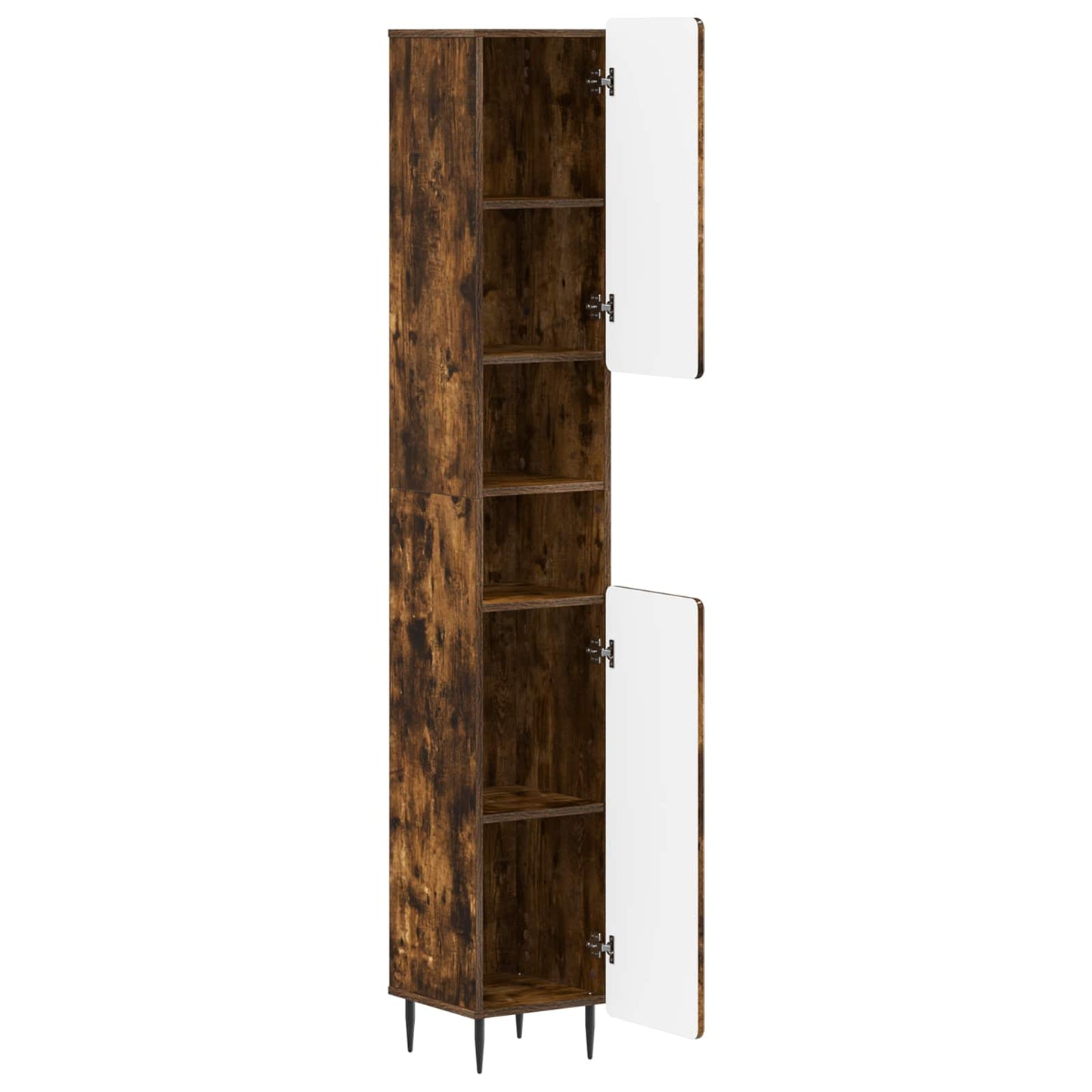 Bathroom Cabinet with Open Shelf ZWOLLE Smoked Oak