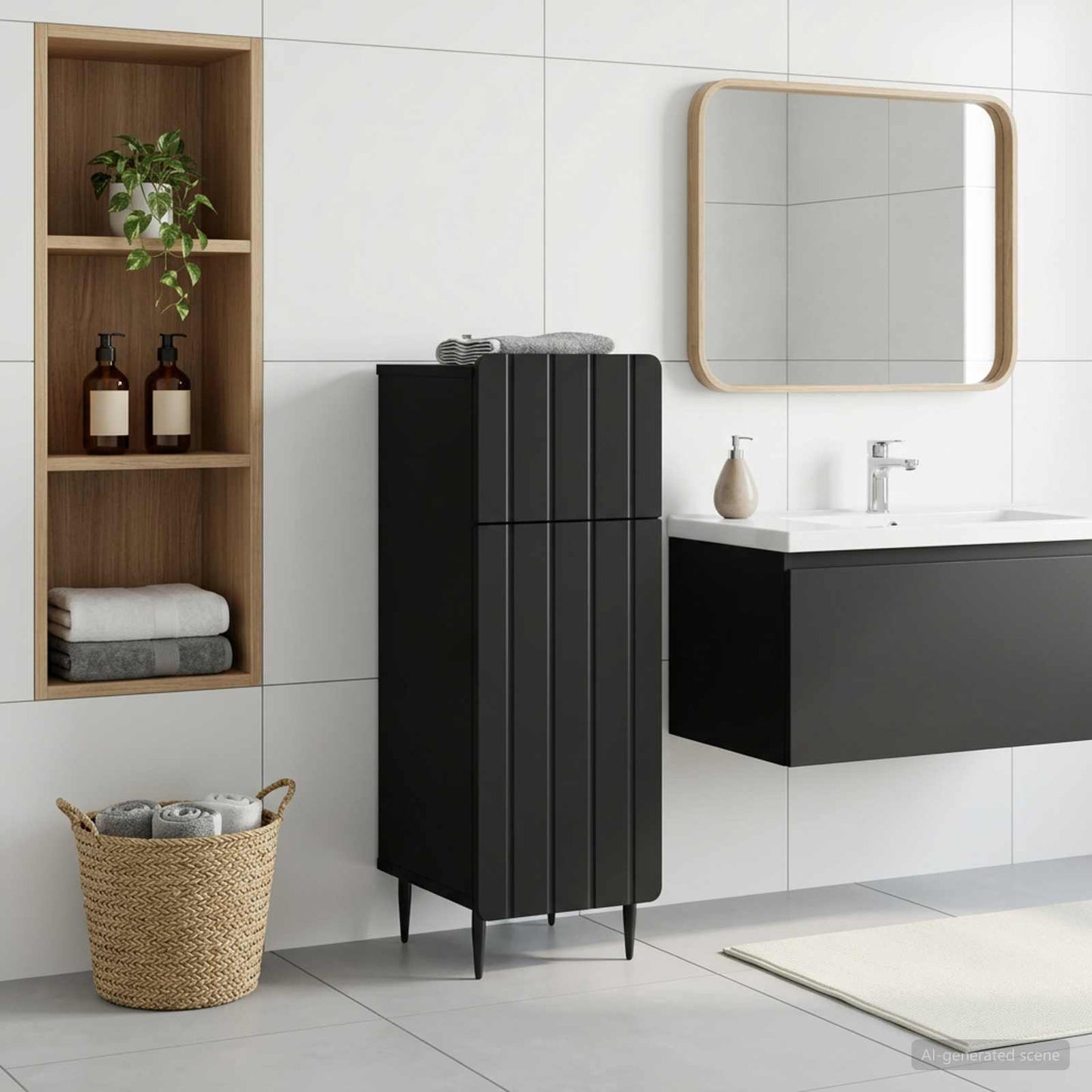 Bathroom Storage Cainet ZWOLLE Black 30 x 31 x 79.5 cm