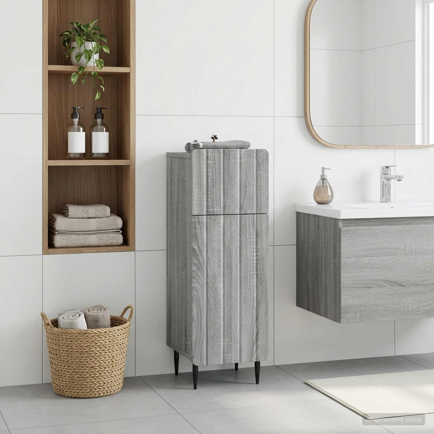 Bathroom Storage Cainet ZWOLLE Grey Sonoma 30 x 31 x 79.5 cm