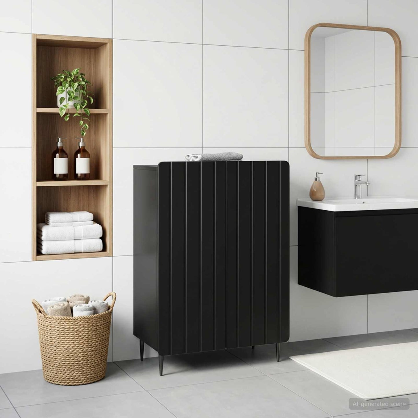 Bathroom Storage Cainet ZWOLLE Black 59.5 x 31 x 79.5 cm