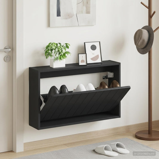 Wall-Mounted Shoe Cabinet ZWOLLE 71 x 17 x 43 cm Black