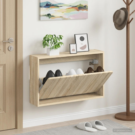 Wall-Mounted Shoe Cabinet ZWOLLE 71 x 17 x 43 cm Sonoma Oak