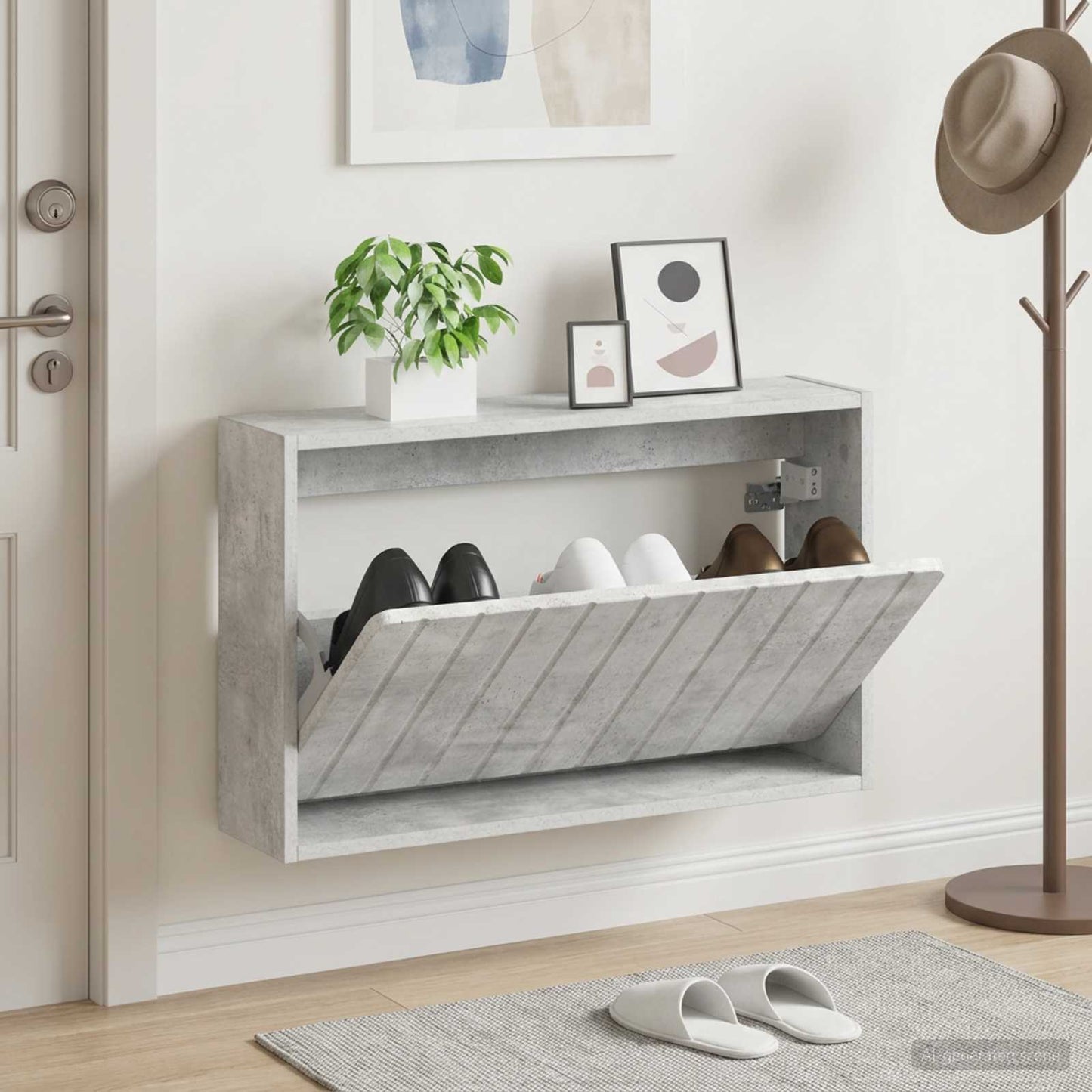 Wall-Mounted Shoe Cabinet ZWOLLE 71 x 17 x 43 cm Concrete Grey