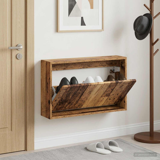Wall-Mounted Shoe Cabinet ZWOLLE 71 x 17 x 43 cm Old Wood