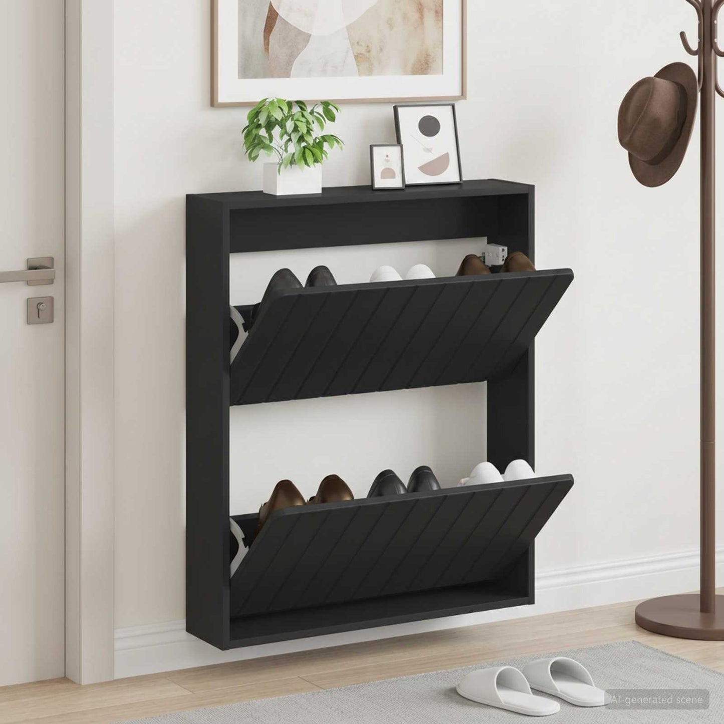 Wall-Mounted Shoe Cabinet ZWOLLE 71 x 17 x 86 cm Black