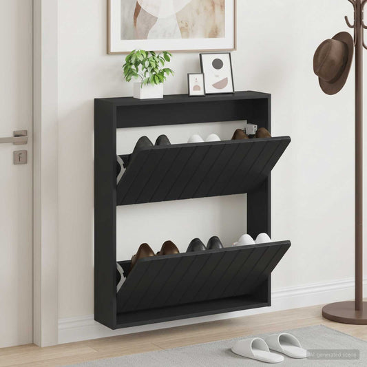 Wall-Mounted Shoe Cabinet ZWOLLE 71 x 17 x 86 cm Black