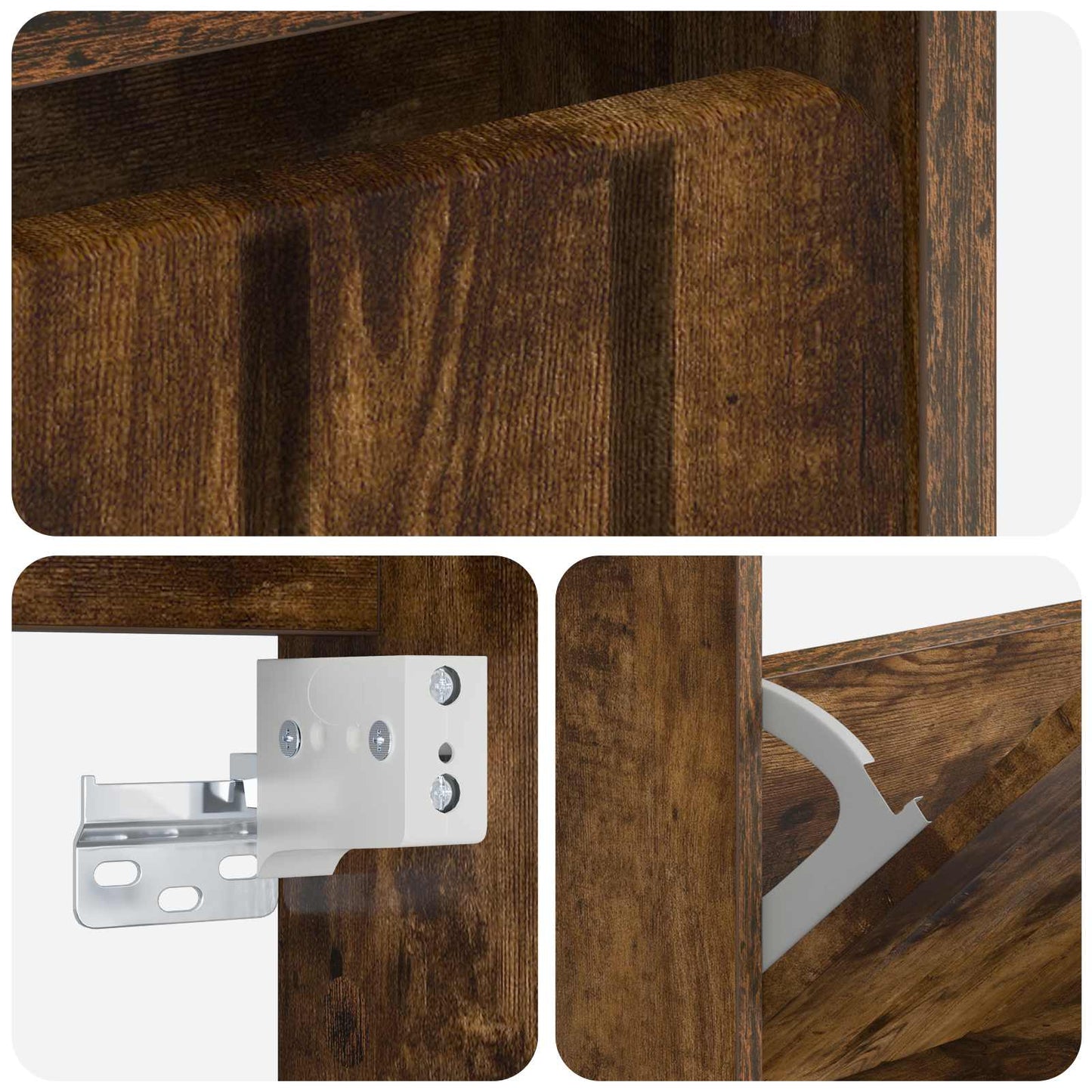 Wall-Mounted Shoe Cabinet ZWOLLE 71 x 17 x 86 cm Smoked Oak