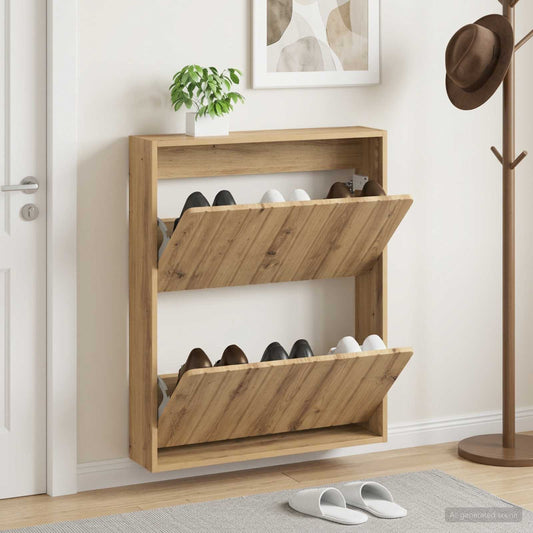 Wall-Mounted Shoe Cabinet ZWOLLE 71 x 17 x 86 cm Artisan Oak