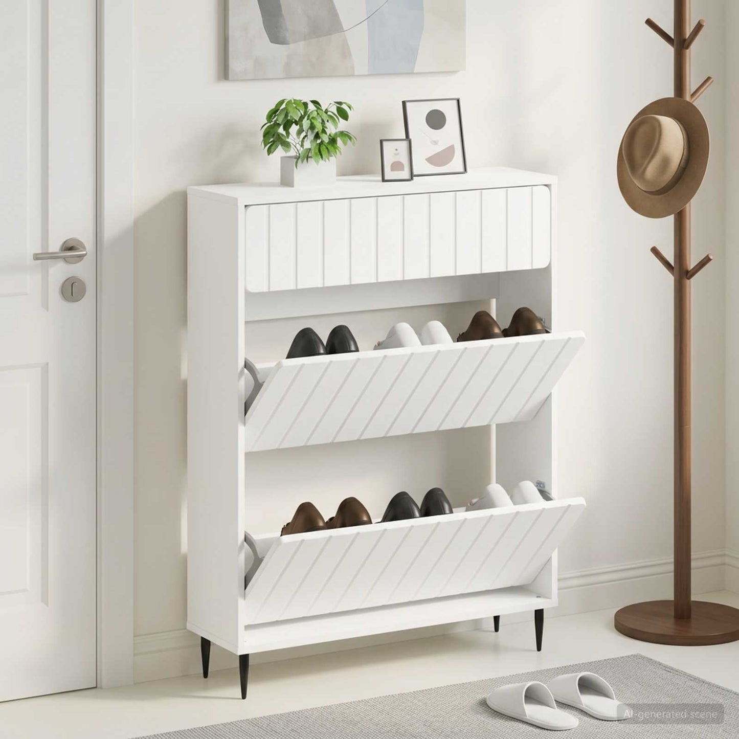 Shoe Cabinet ZWOLLE 78 x 24 x 103 cm Engineered Wood White