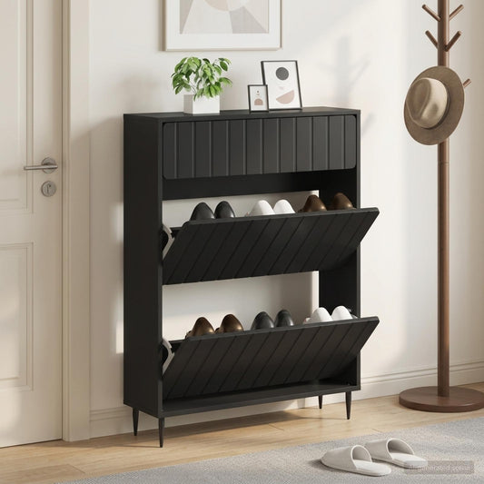 Shoe Cabinet ZWOLLE 78 x 24 x 103 cm Engineered Wood Black