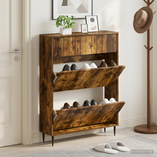 Shoe Cabinet ZWOLLE 78 x 24 x 103 cm Engineered Wood Smoked Oak