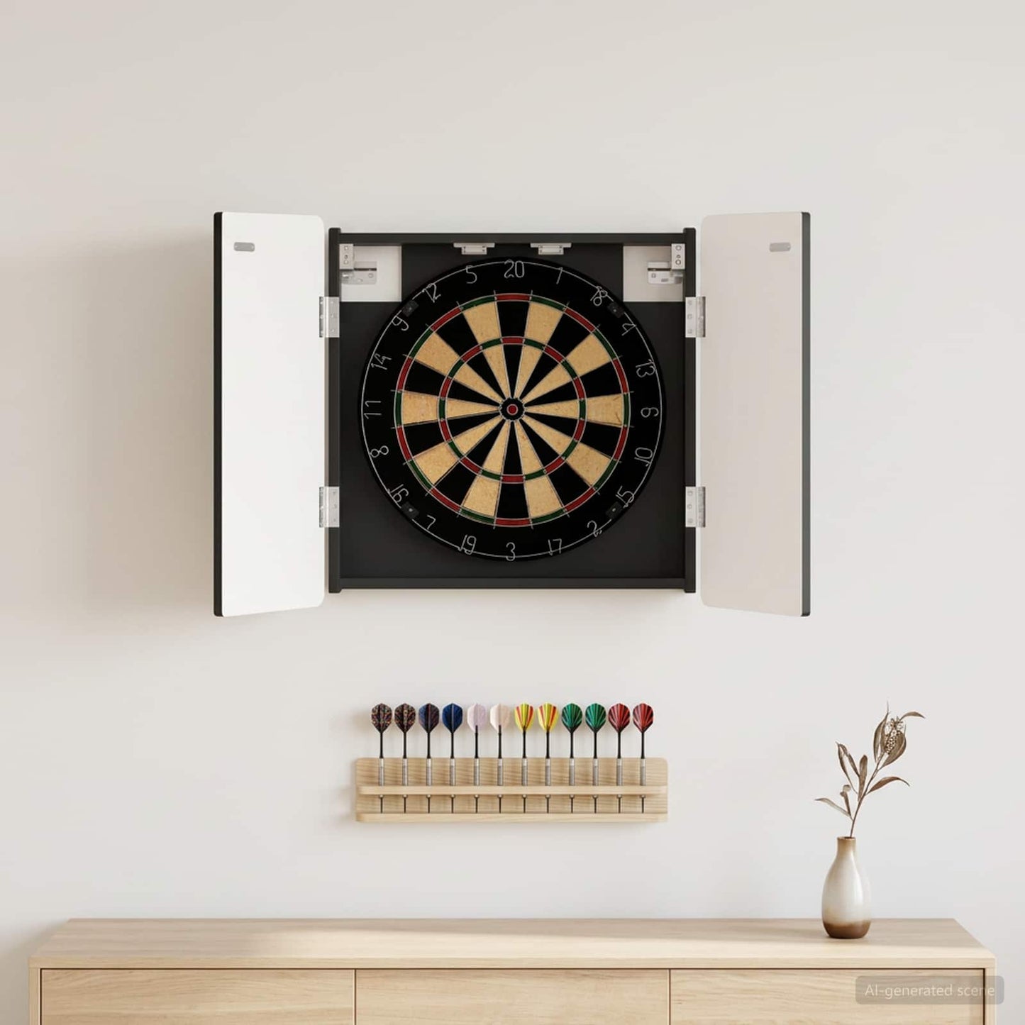 Dartboard Cabinet ZWOLLE Black 52.5 x 10.5 x 57.5 cm