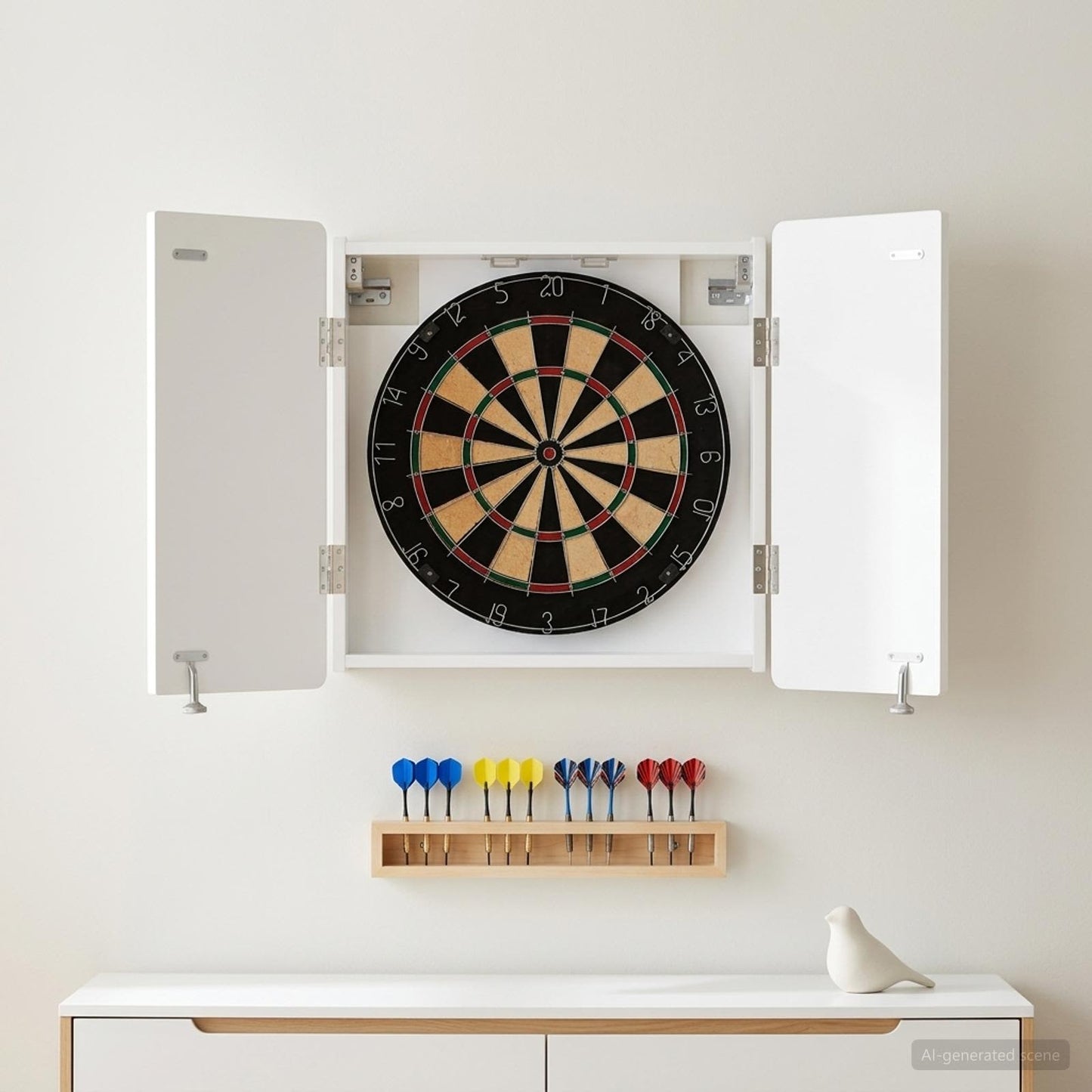 Dartboard Cabinet ZWOLLE High Gloss White 52.5 x 10.5 x 57.5 cm