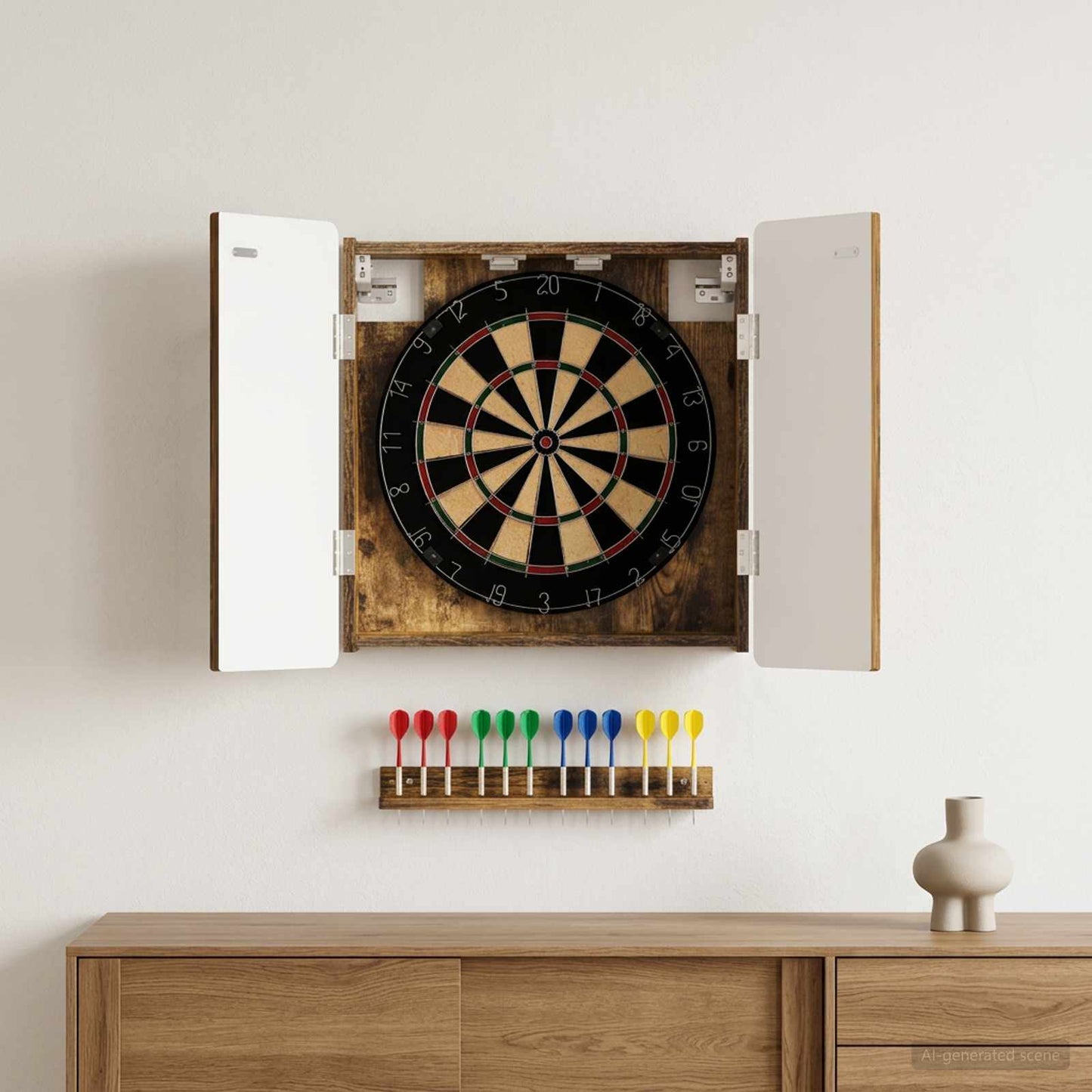Dartboard Cabinet ZWOLLE Smoked Oak 52.5 x 10.5 x 57.5 cm