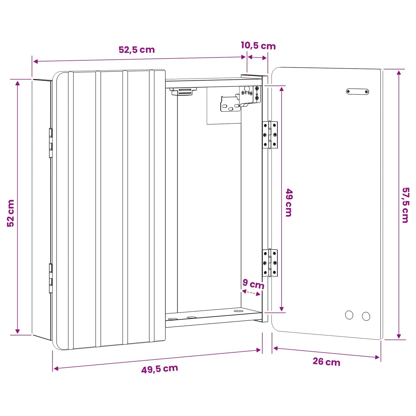 Dartboard Cabinet ZWOLLE Smoked Oak 52.5 x 10.5 x 57.5 cm