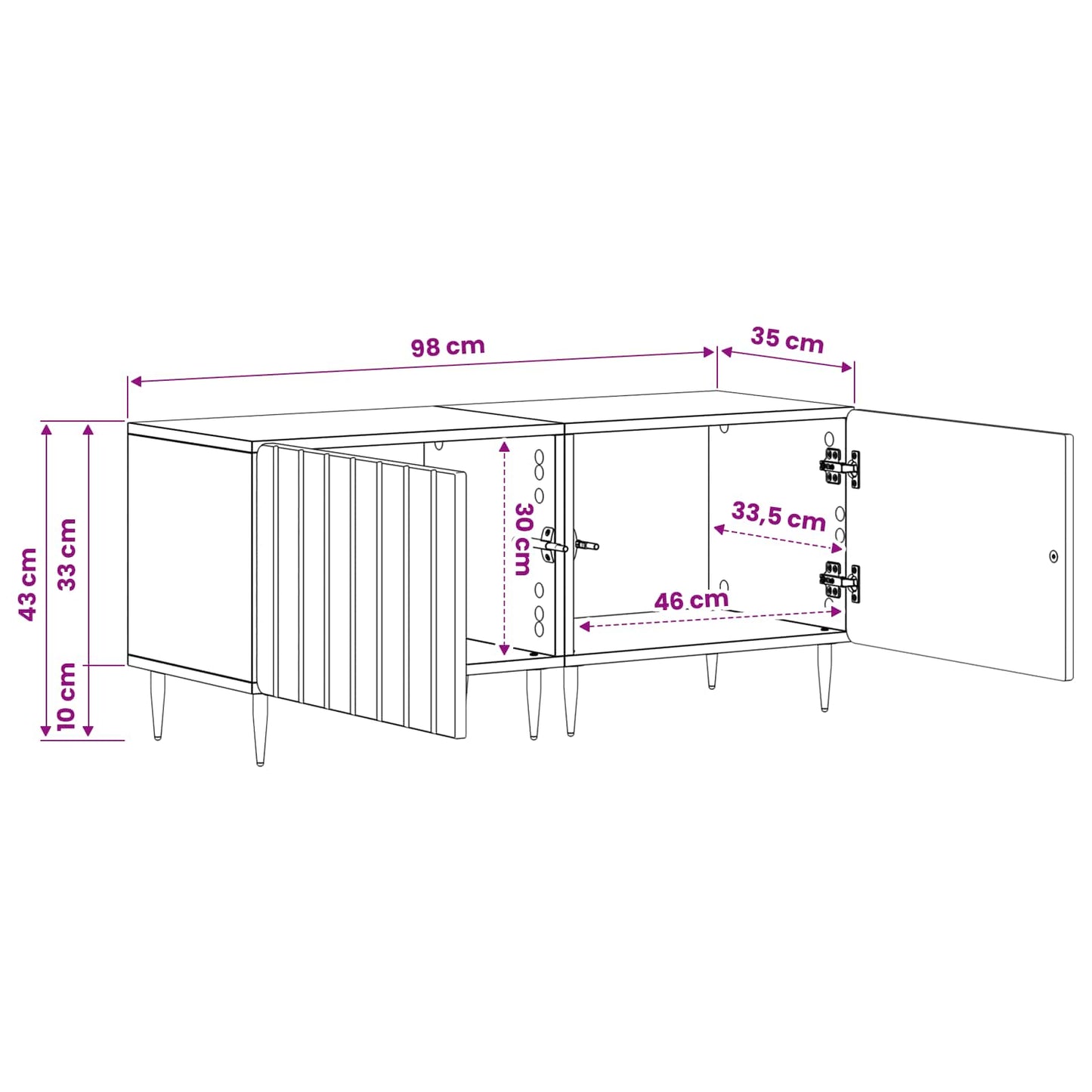 TV Cabinet Black Engineered Wood