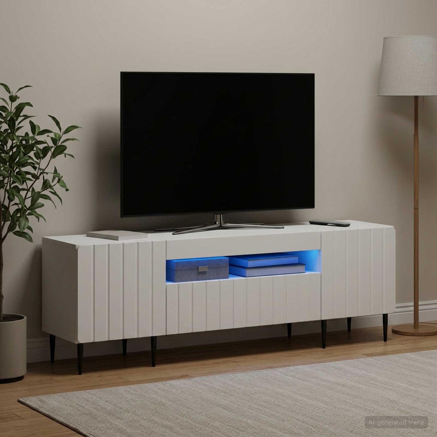 LED TV Cabinet White Engineered Wood