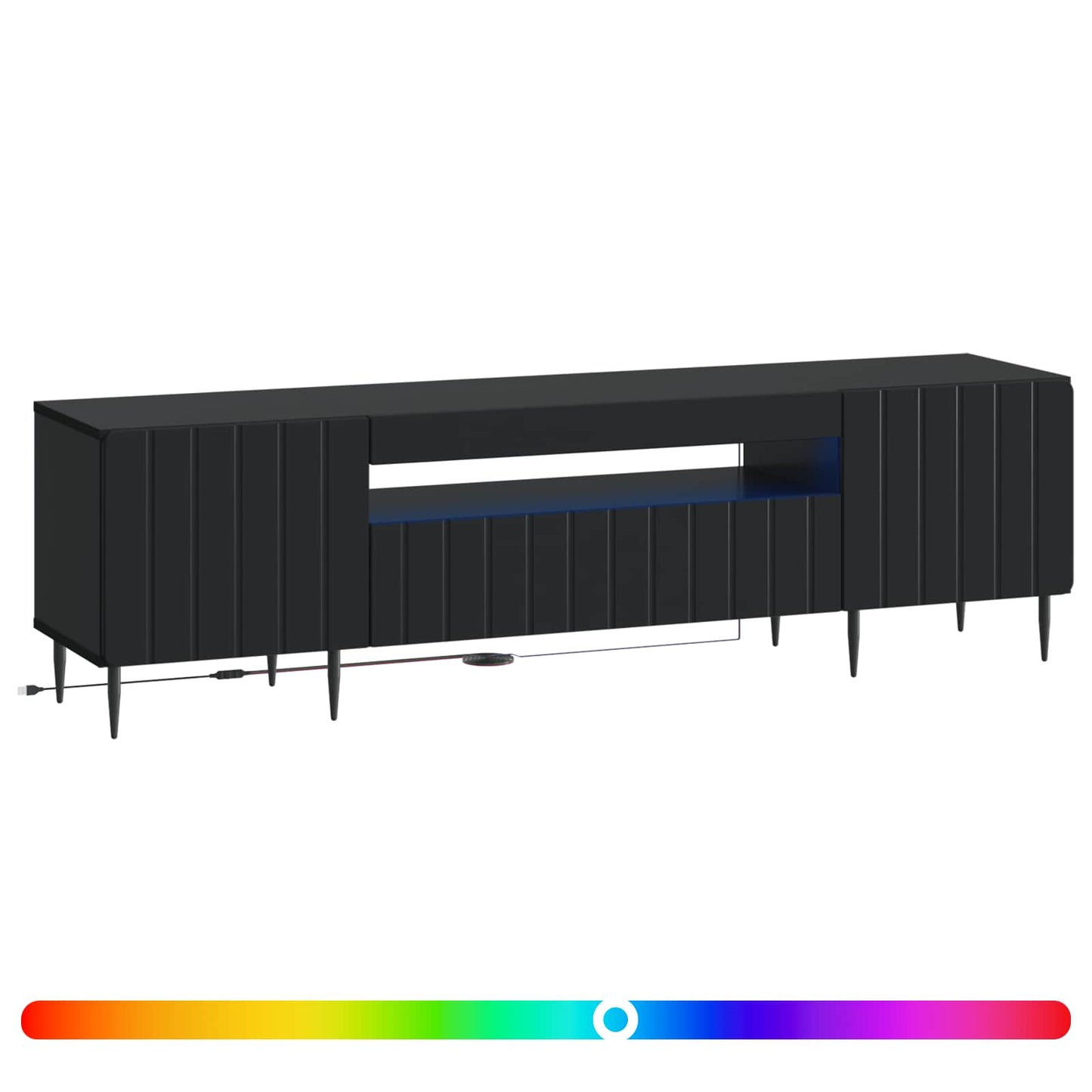 LED TV Cabinet Black Engineered Wood