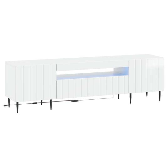 LED TV Cabinet High Gloss White Engineered Wood