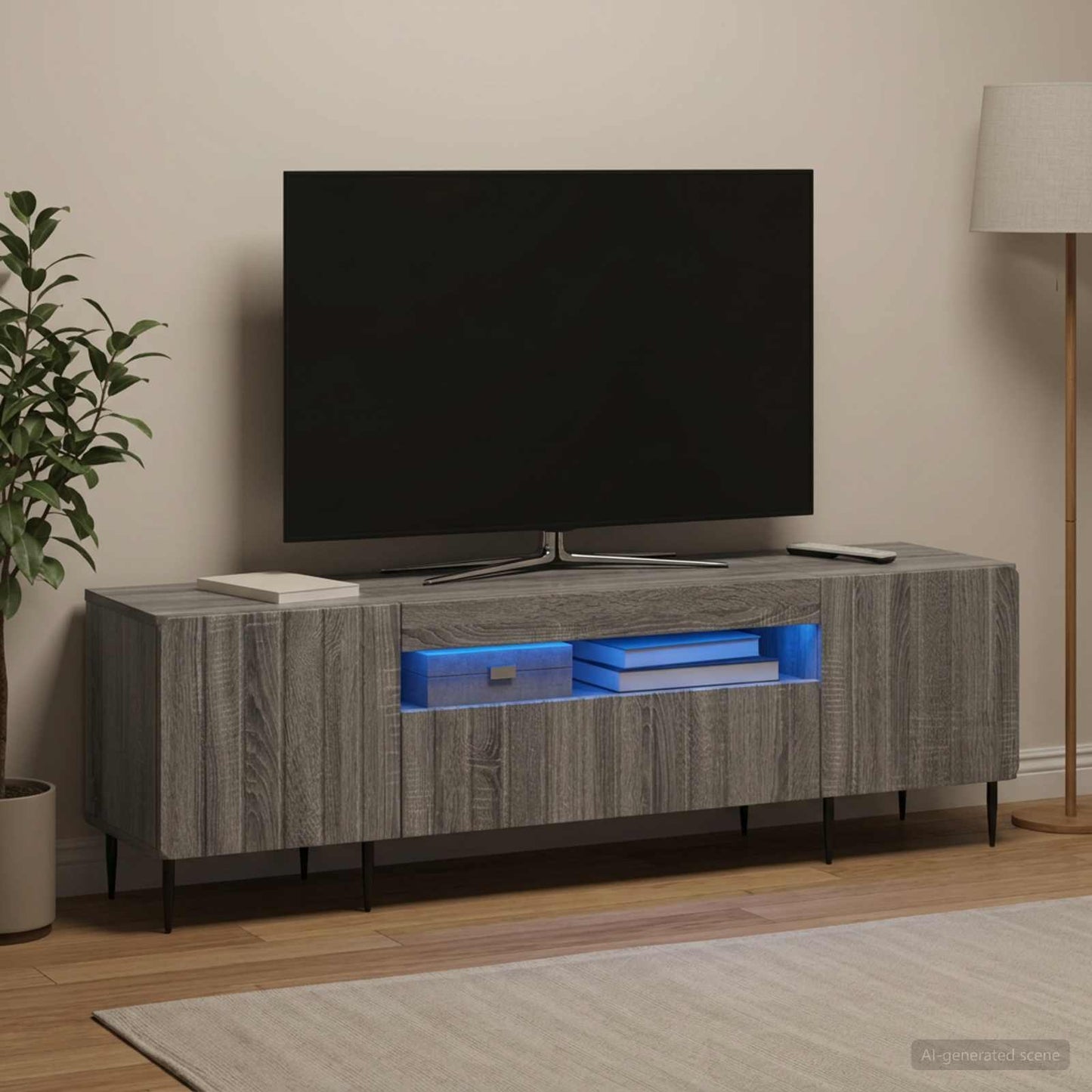 LED TV Cabinet Grey Sonoma Engineered Wood
