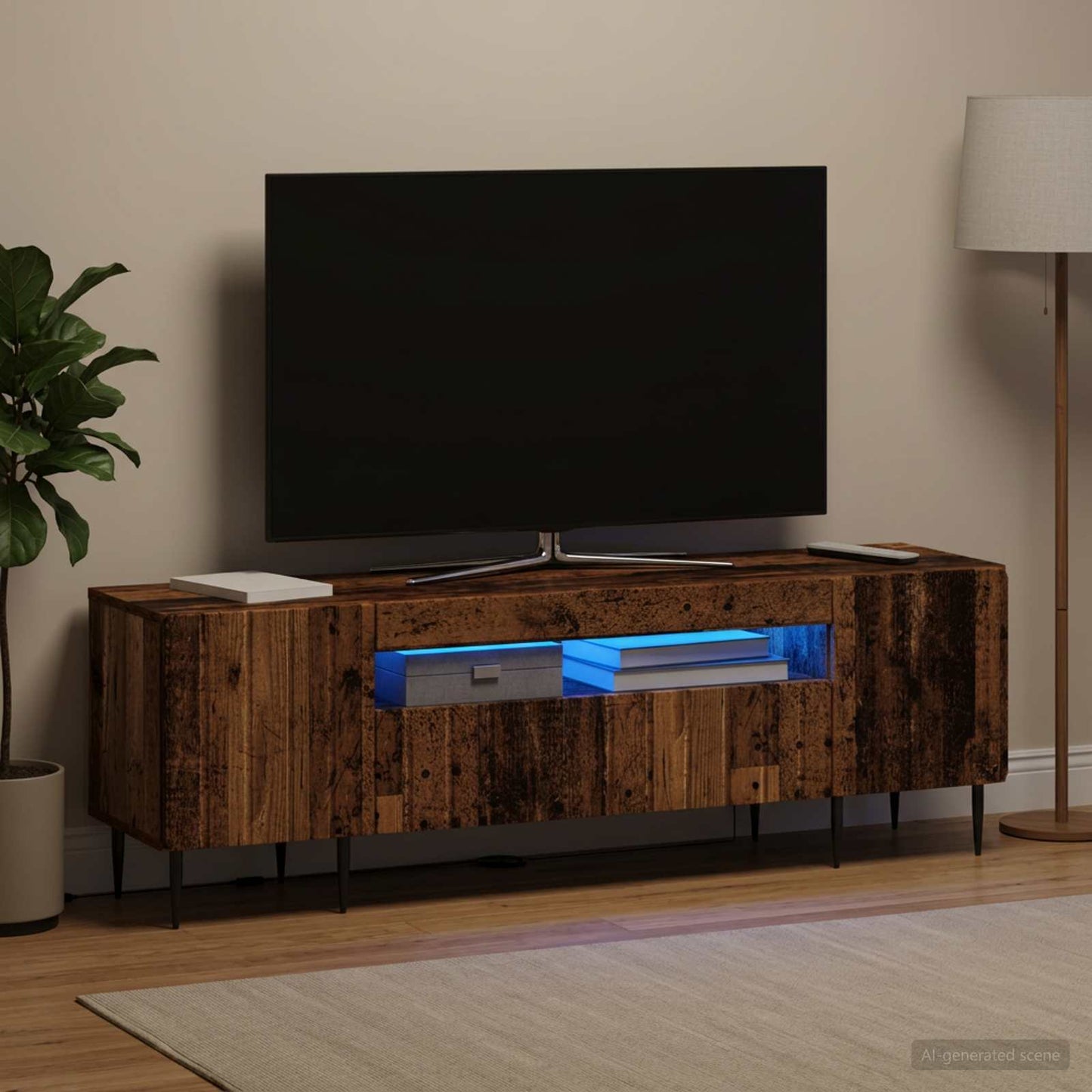 LED TV Cabinet Old Wood Engineered Wood