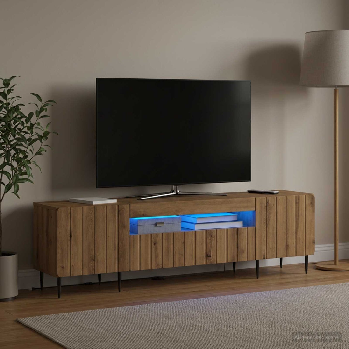 LED TV Cabinet Artisan Oak Engineered Wood