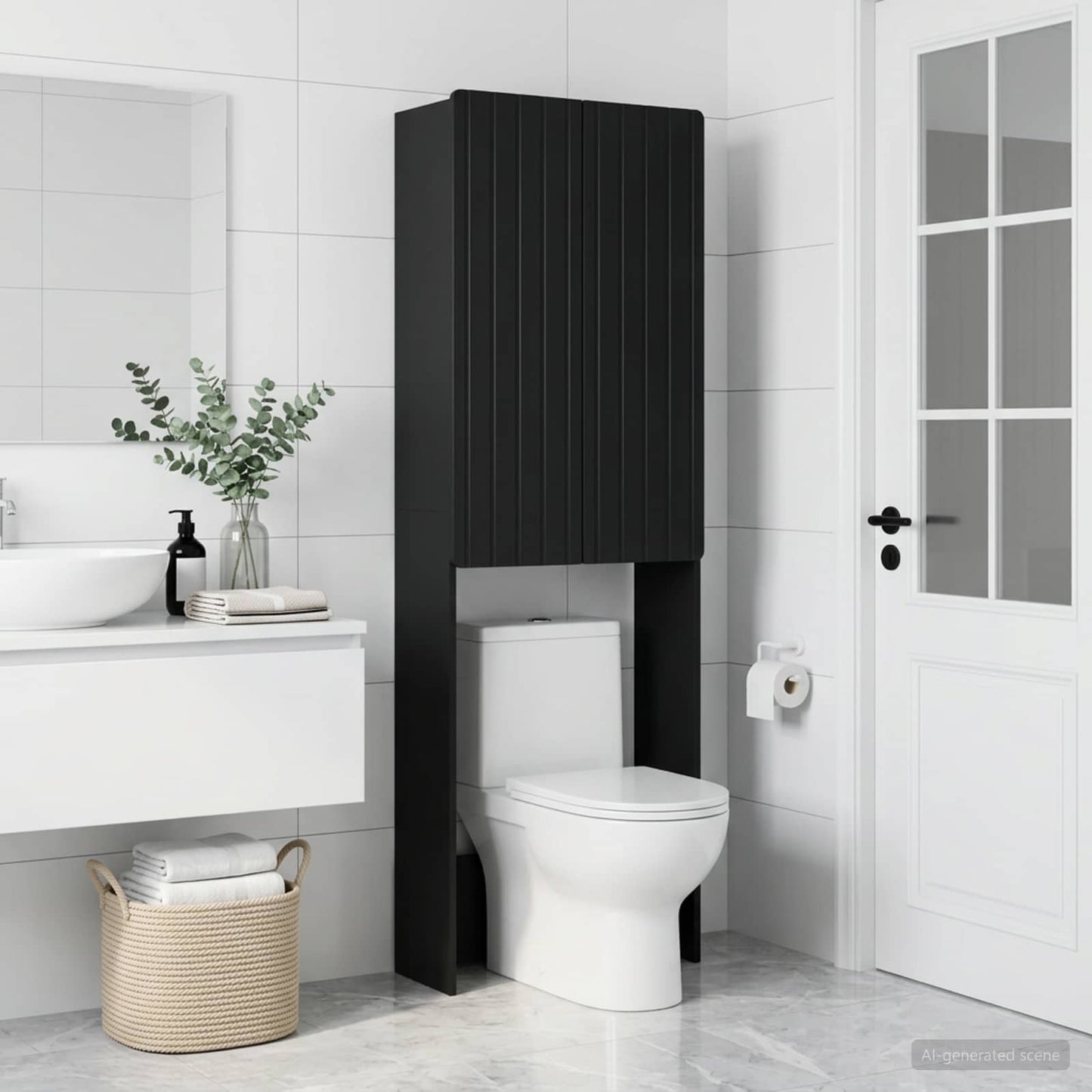 Toilet Cabinet ZWOLLE Black 66 x 25.5 x 190 cm Engineered Wood