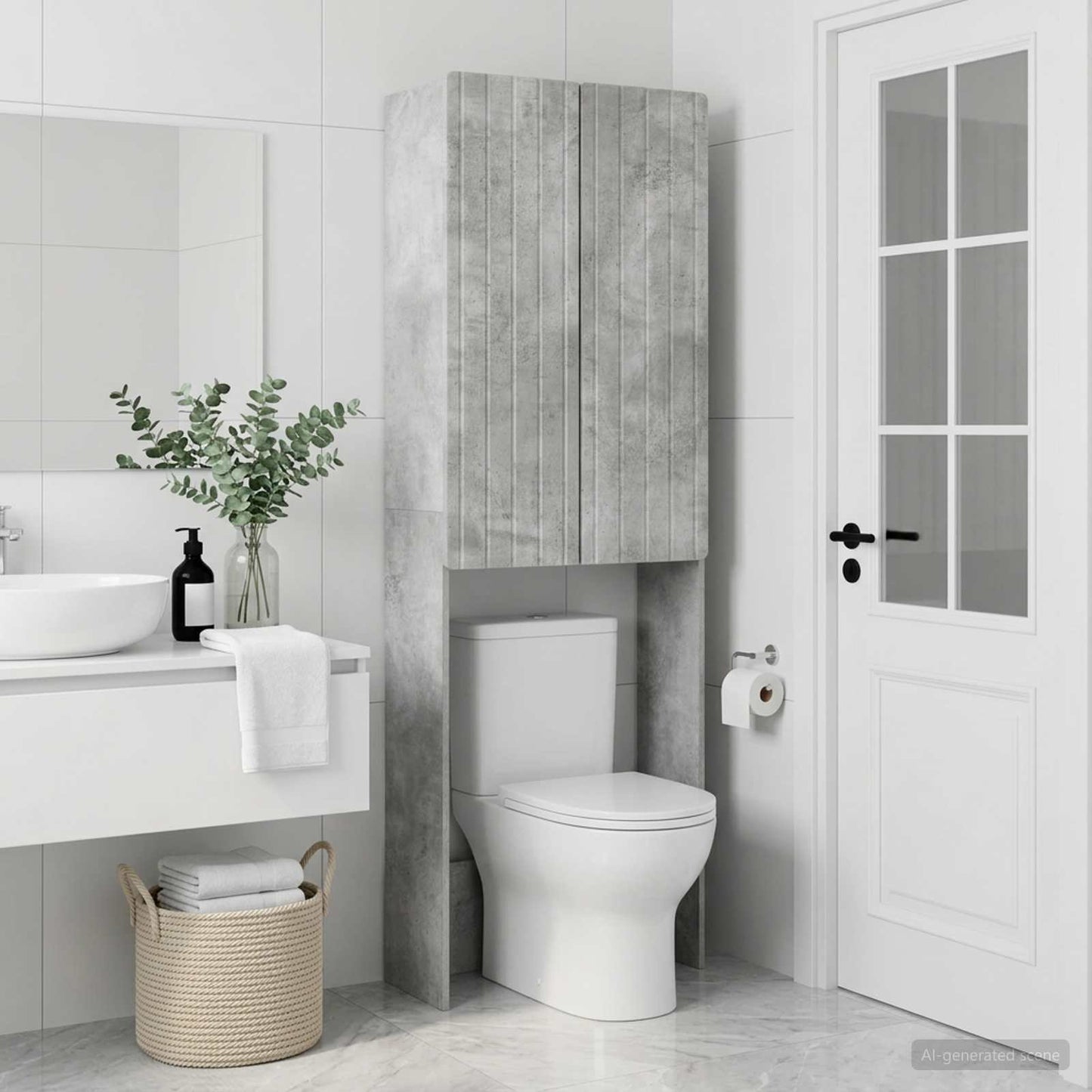 Toilet Cabinet ZWOLLE Concrete Grey 66 x 25.5 x 190 cm