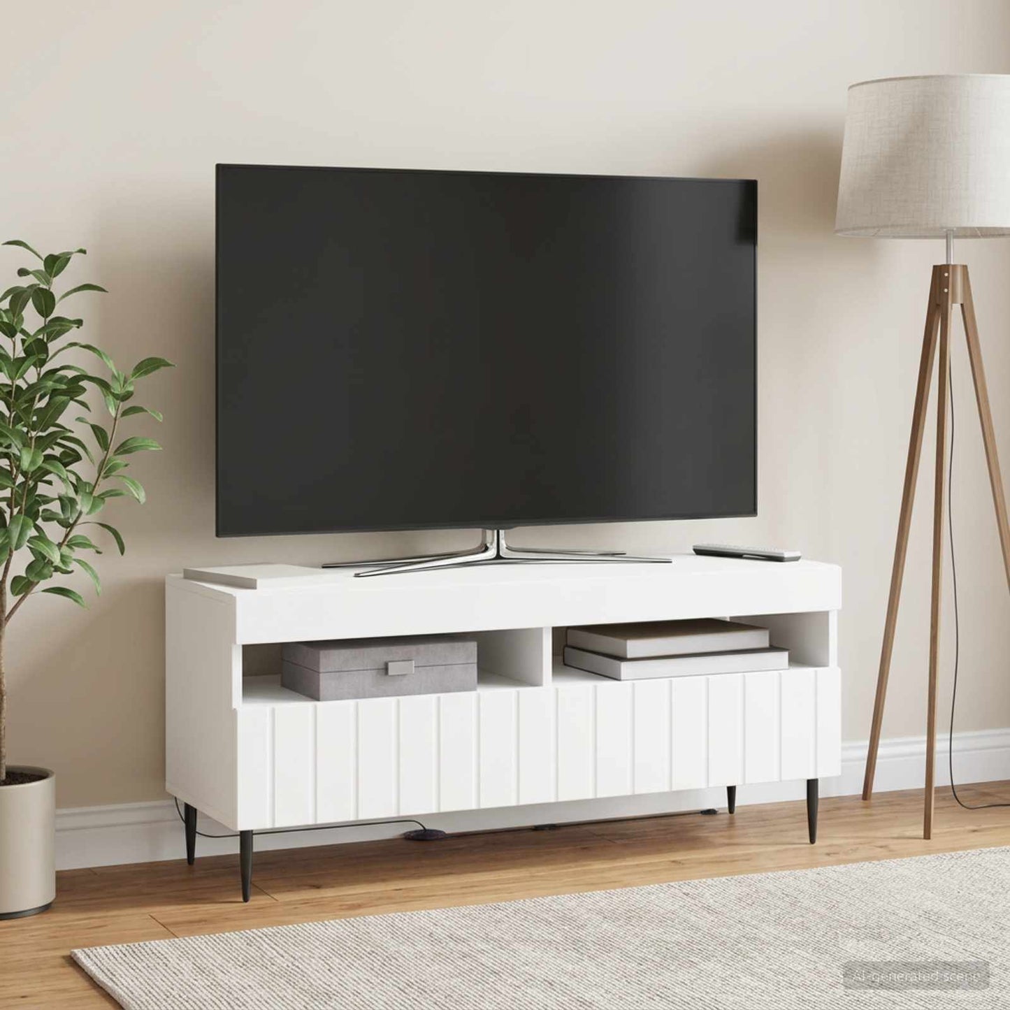 LED TV Cabinet White Engineered Wood