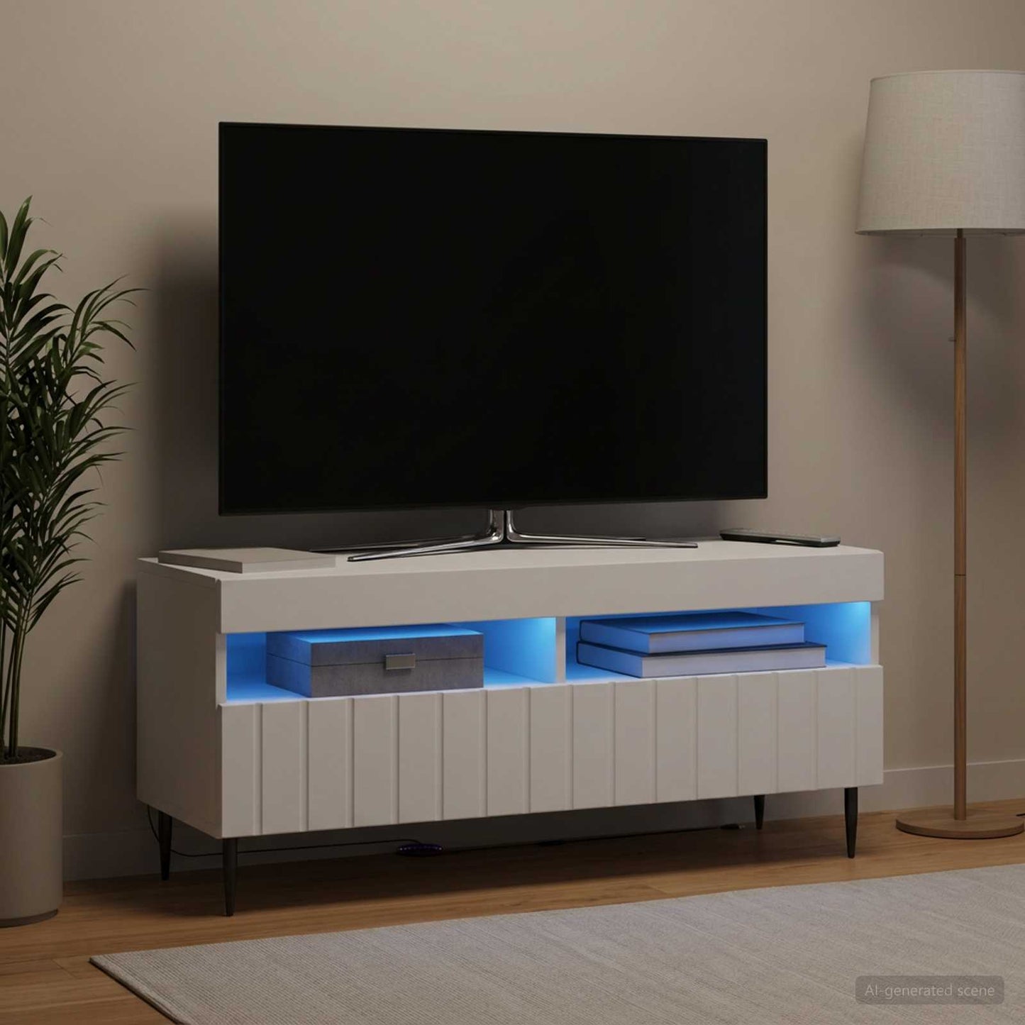 LED TV Cabinet White Engineered Wood